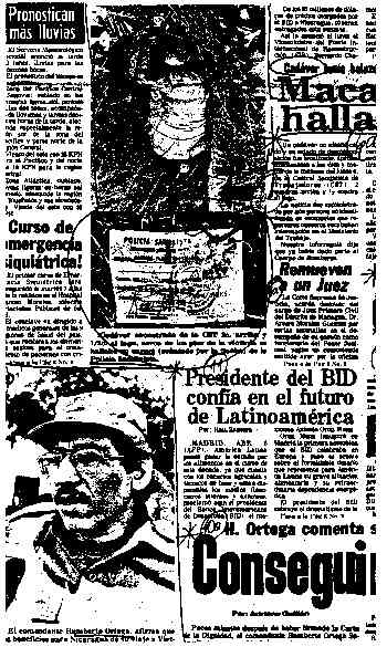 La Prensa, December 5, 1980: Photo of Humberto Ortega by mutilated body