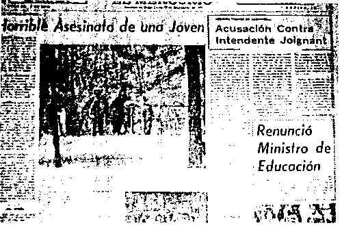 El Mercurio, September 25, 1972: Story about Minister of Education next to article entitled, "Horrible Murder of a Young Girl."