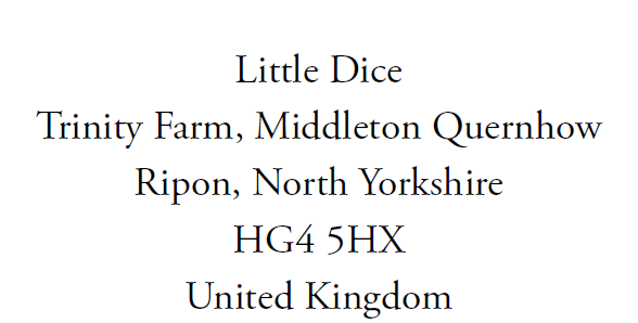 Little Dice address printed in 'The Art of Suppression'