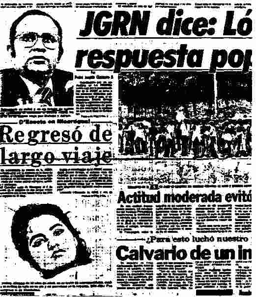 La Prensa, March 18, 1981: Photo of "healthy" Minister juxtaposed against photo of hospitalized youth.