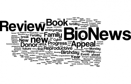 Word cloud of BioNews article titles, written by Sarah Norcross, 2008-2015. wordle website, 9 April 2015.
