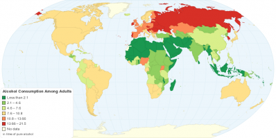 Current Worldwide Alcohol Consumption Among Adults [1]